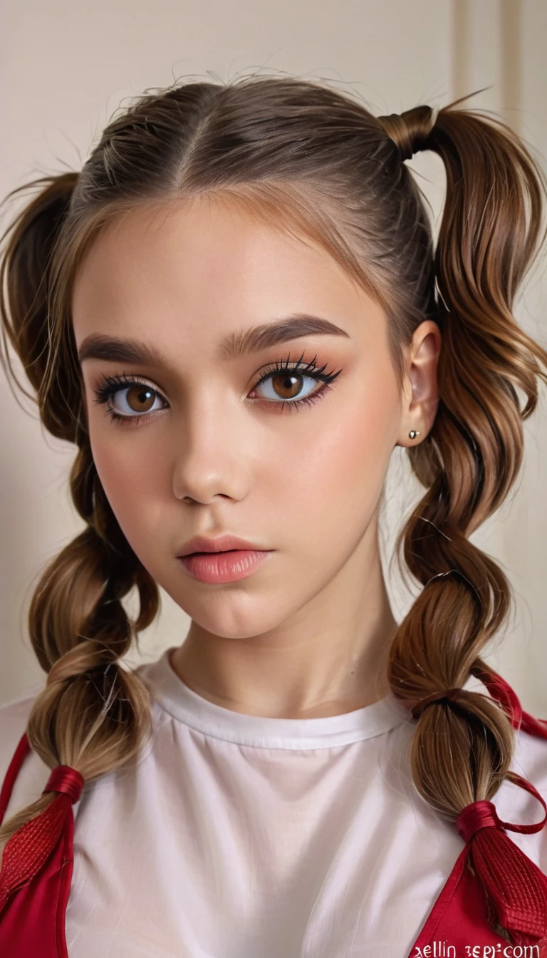 Seltin, portrait, eye makeup, pigtails