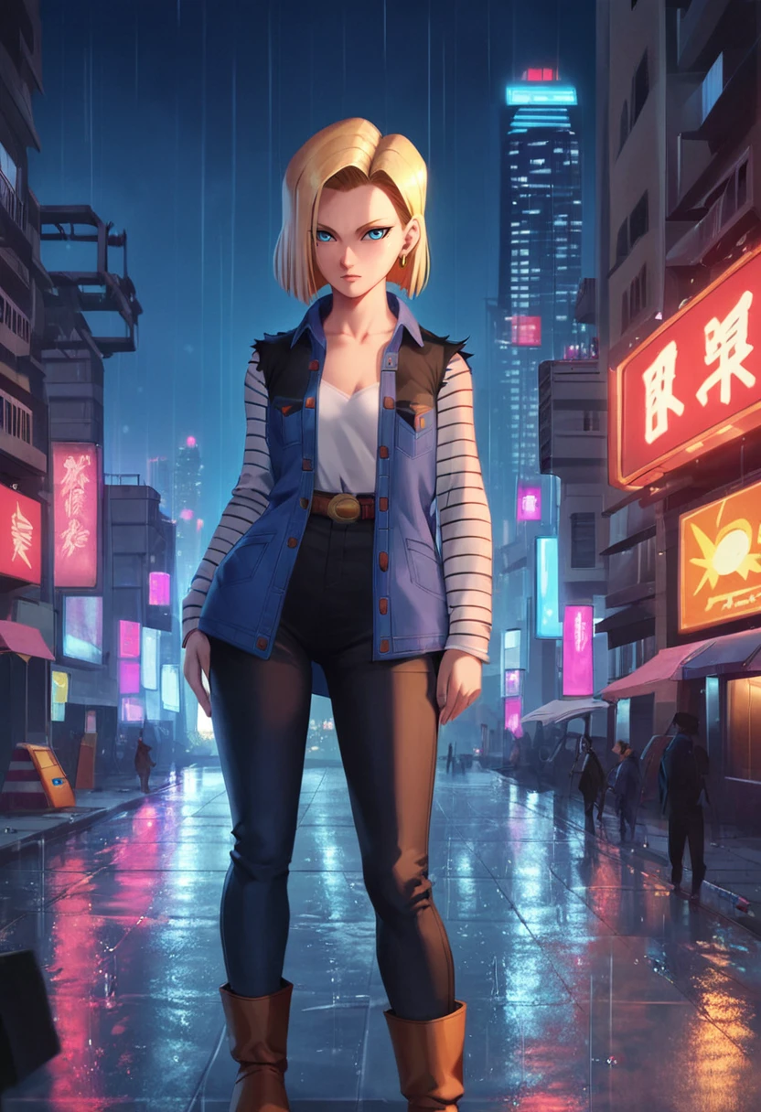 masterpiece,best quality, highly detailed, score_9, score_8_up, score_7_up, score_6_up,source_Anime, rating_explicit detailed,<lora:xl_more_art-full_v1:0.8>,
BREAK
android_18, dragon_ball, 1girl, blonde_hair, blue_eyes, <lora:darkstyle:0.8>neodark, neon lights, rain, city, building, outdoors, cityscape, cyberpunk, city lights