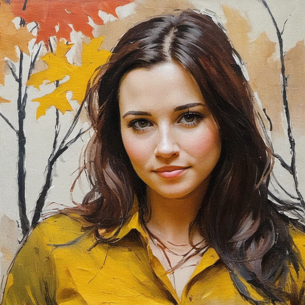(Abstract) sketch of a woman in the fall season, oil on canvas, <lora:licardellini_xl_1_standard_merger_33_62_07_03:1>
