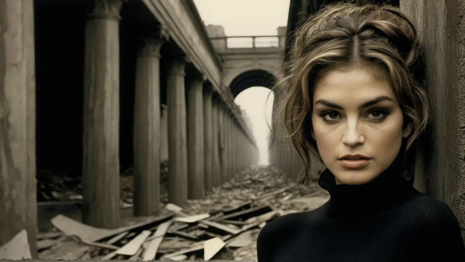 high fashion photo by Diane Arbus,
CindyCrawford, Dave McKean Style
mid shot photo, detailed skin texture, intricate details, 8k,
hair and clothing styling by Vera Wang,
crumbled overpass, collapsed pillars, tangled debris, broken pathways
<lora:add-detail-xl:1>
<lora:fix_hands:1>
<lora:Dave McKean Style:1>
<lora:Cindy Crawford_v3_SDXLBase:1>