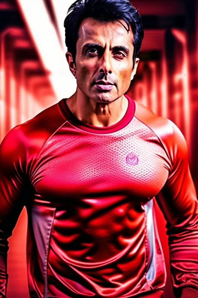 rufus sewell a man <lora:Sonu-Sood_Rufus-Sewell-000002:1>, realistic photo in a worn ((red tracksuit)), ((light bokeh)), intricate, (steel metal [rust]), elegant, sharp focus, photo by greg rutkowski, soft lighting, vibrant colors, (masterpiece), ((streets)), (detailed face), looking at viewer, light smile, night, walking towards viewer, cinematic lighting, beautiful lighting, cinematic lighting, (hazy filter, film grain:1.2)