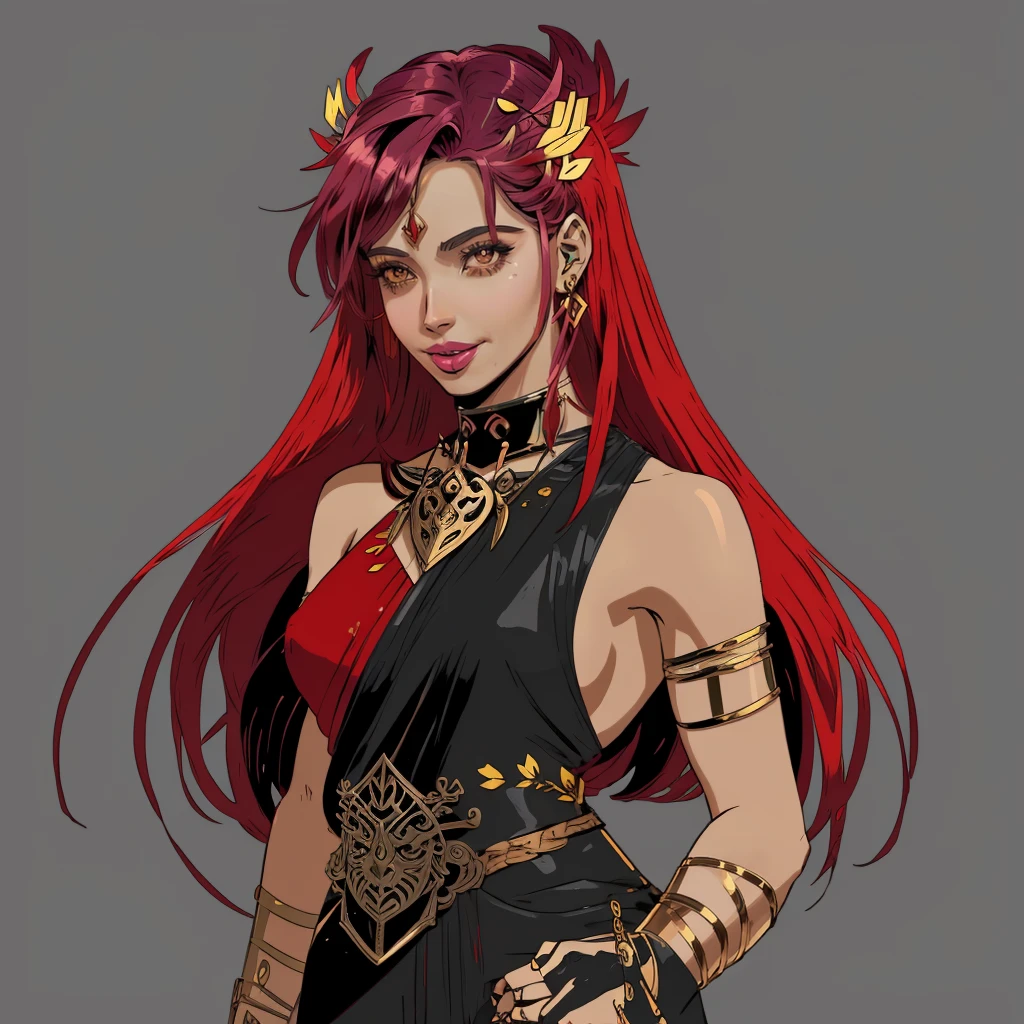 a woman <lora:Hades_v10-000040:1> hadesstyle, outlines, flat colors