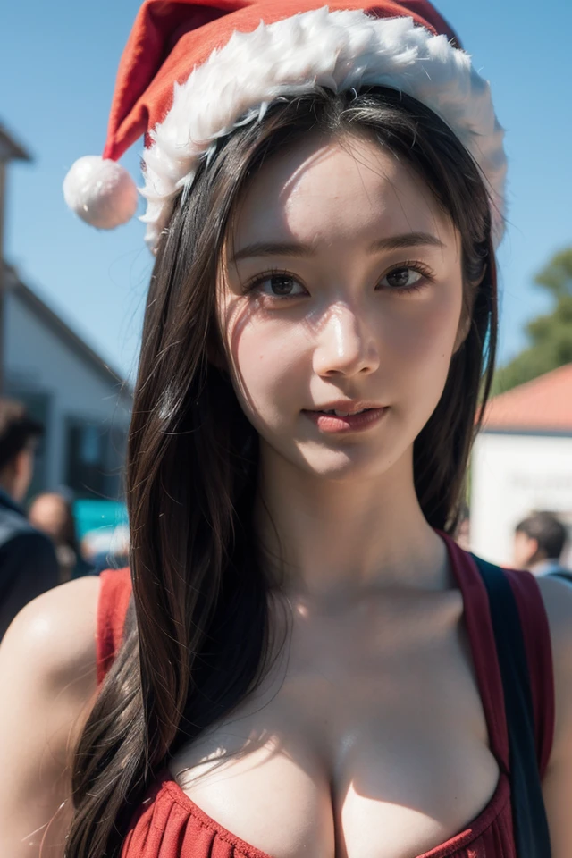 1girl,solo,hat,santa costume,santa hat,realistic,belt,black hair,christmas,
best quality,masterpiece,illustration,an extremely delicate and beautiful,CG,unity,8k wallpaper,Amazing,finely detail,masterpiece,official art,extremely detailed CG unity 8k wallpaper,incredibly absurdres,huge filesize,ultra-detailed,highres,extremely detailed,beautiful detailed girl,realistic,outdoors,light contrast,<lora:Kokoa Kai_20240313145047:0.8>,