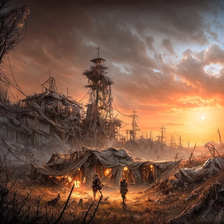 (masterpiece:1.2), (best quality,:1.2), 8k, HDR, ultra detailed, ((photorealistic)), professional light, cinematic lighting, fashion photography, ambient lighting, atmospheric effects, <lora:detail_slider_v4:3>, a small slaver camp in the Wasteland, <lora:Wasteland-10:1>, style-rustmagic, epiCPhoto