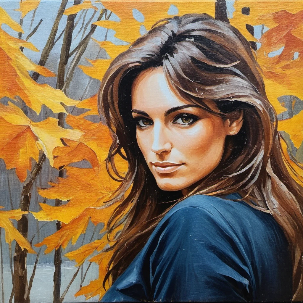 (Abstract) sketch of a woman in the fall season, oil on canvas, anxhthway, <lora:anhathaway_juggerX_xl_1_standard_wocap_merger_56prev_51_72_04_03_03-anxhthway:1.0>