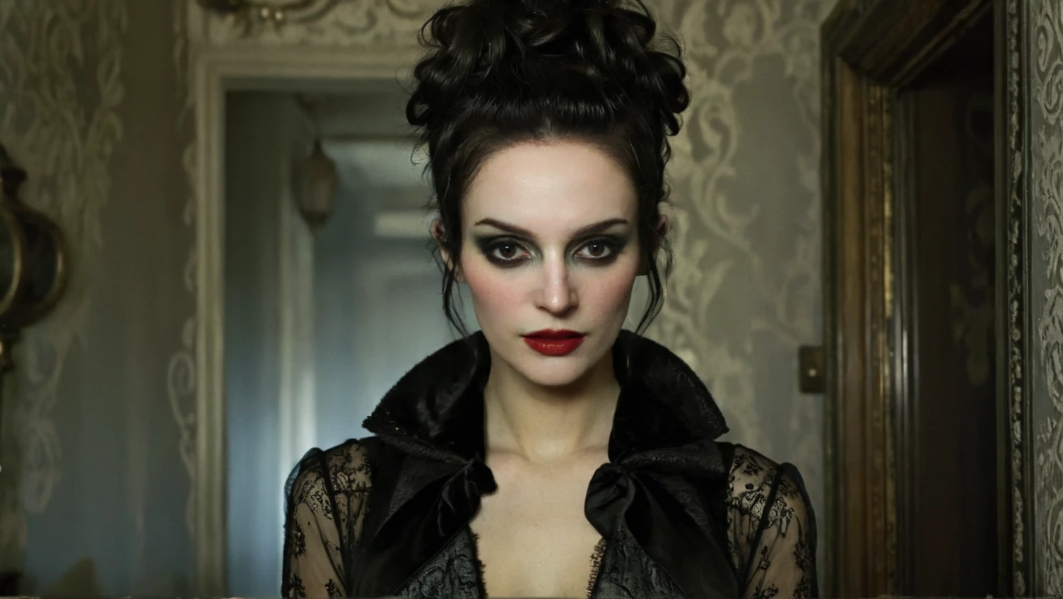 high fashion photo by Diane Arbus,
alygoblinqueen, Dave McKean Style
mid shot photo, detailed skin texture, intricate details, 8k,
hair and clothing styling by Tom Ford,
abandoned hotel, empty rooms, faded grandeur, haunting whispers
<lora:add-detail-xl:1>
<lora:fix_hands:1>
<lora:Dave McKean Style:1>
alygoblinqueen <lora:aly.goblinqueen_V1_SDXLBase:1>
