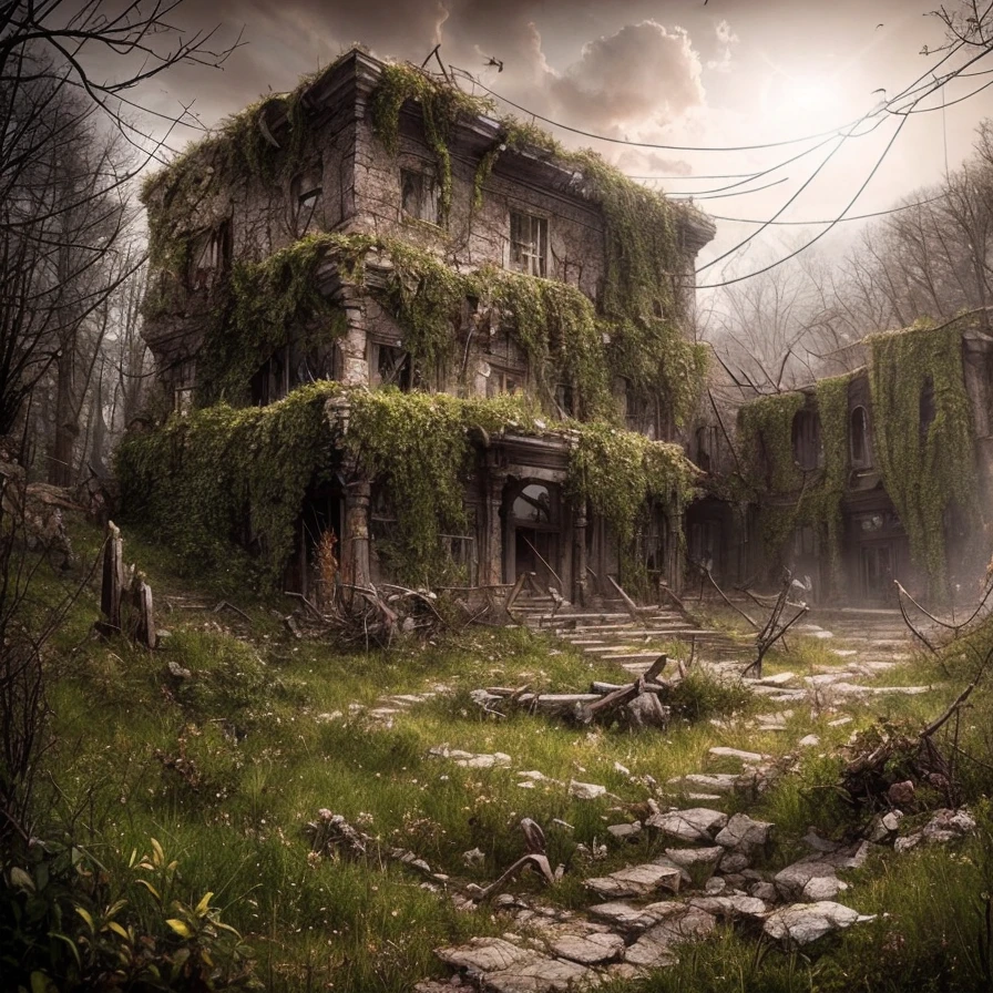 (masterpiece:1.2), (best quality,:1.2), 8k, HDR, ultra detailed, ((photorealistic)), professional light, cinematic lighting, fashion photography, ambient lighting, atmospheric effects, <lora:detail_slider_v4:3>, overgrown ruins in the Wasteland, <lora:Wasteland-10:1>, (style-rustmagic:0.2), (Style-SwampMagic:0.2), epiCPhoto
