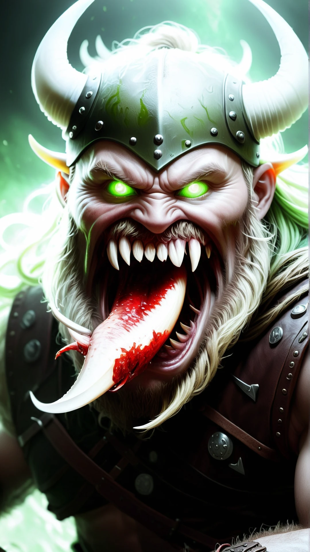 gory, bloody, messy, <lora:CarnageStyleXL:1.5>CarnageStyle Green portrait of a viking, male, epic fantasy, detailed, intricate, digital painting, concept art, realistic, smooth, focus, rim light, mutation, maw, liquid, hemoglobin, (Masterpiece:1.3) (best quality:1.2) (high quality:1.1)
