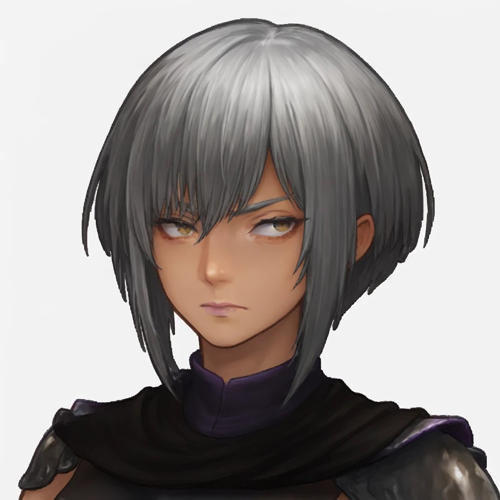<lora:BakinFacePony:1> ,bakinface, white background, grey hair,, score_9, score_8_up,
