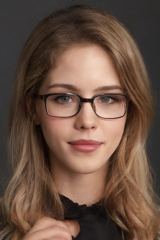 Close-up photo of a beautiful Irish girl, wearing glasses, adorable face, red long layered hair, light makeup, realistic skin texture, low saturation, dark tone, inspired by Alessio Albi, f1. 4, 85mm lens, hyper realistic , lifelike texture, dramatic lighting, professional shot, heavy shadows, dynamic pose, innocent, flirty look, ca45mv7-100