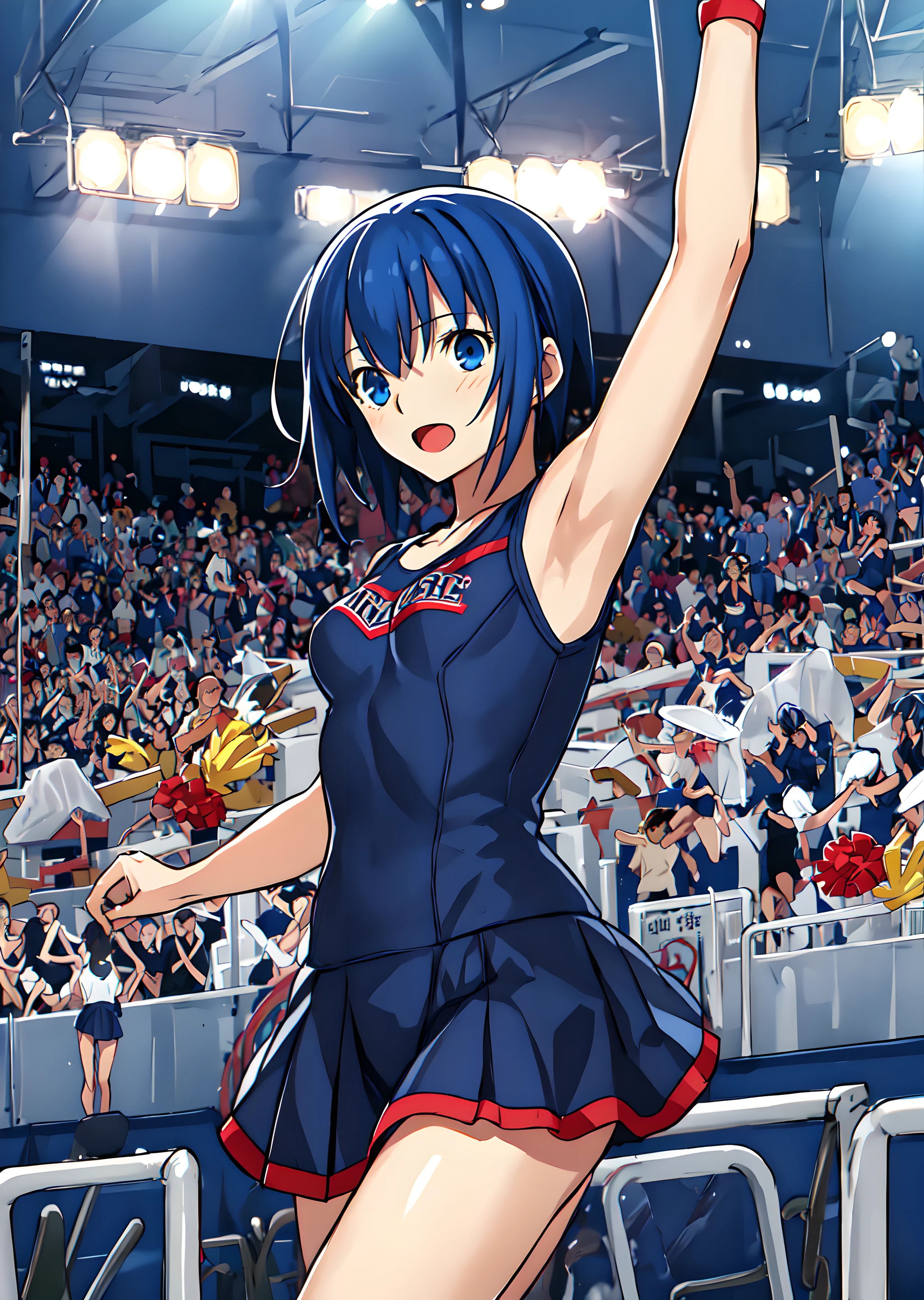 <lora:ciel:0.8>,ciel,1girl,super fine illustration,masterpiece,best quality,cheerleader,;d,cheer up,crowded stadium,jump,arm_up,cowboy_shot,