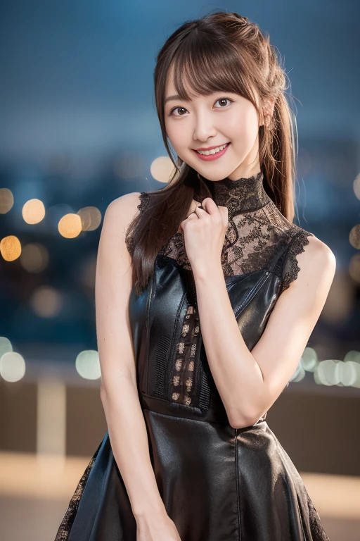 ((masterpiece)), (Highest quality), Official Art, unity 8k wallpaper, Very detailed, One Girl, alone, ((cowboy shot)), A woman in a black silk evening dress、Posing at the entrance to a luxury restaurant。In the background、The restaurant has a modern and stylish décor.、The sheen of her dress stands out。women are、Carry a clutch bag、Has a captivating smile。