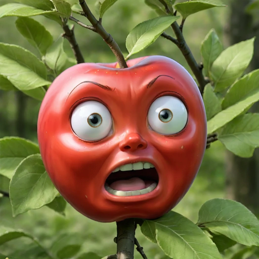 <lora:SDXL_Surprise_Apple-000007:0.7>
(surprise apple), best quality, high quality, highres, masterpiece,outdoors, tree,leaf, surprised,