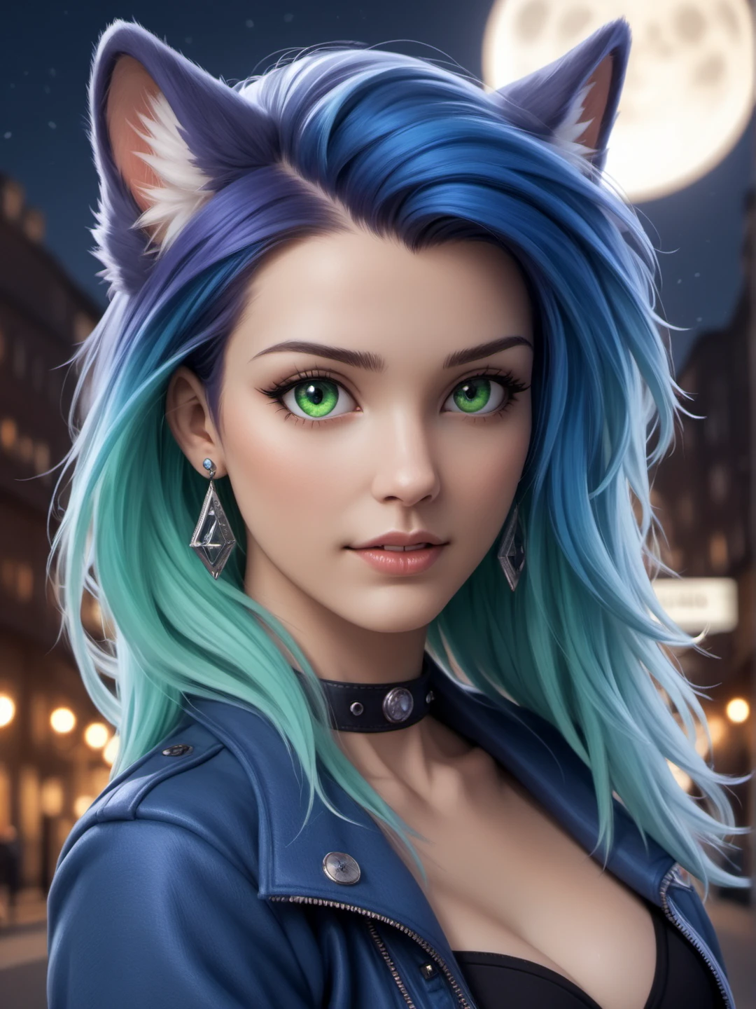 Arafed woman with blue hair and cat ears posing for a photo, artgerm portrait, artgerm style, drawn artgerm style, artgerm julie bell beeple, ahri portrait, 8k artgerm bokeh, artgerm style, artgerm style, perfect anatomy