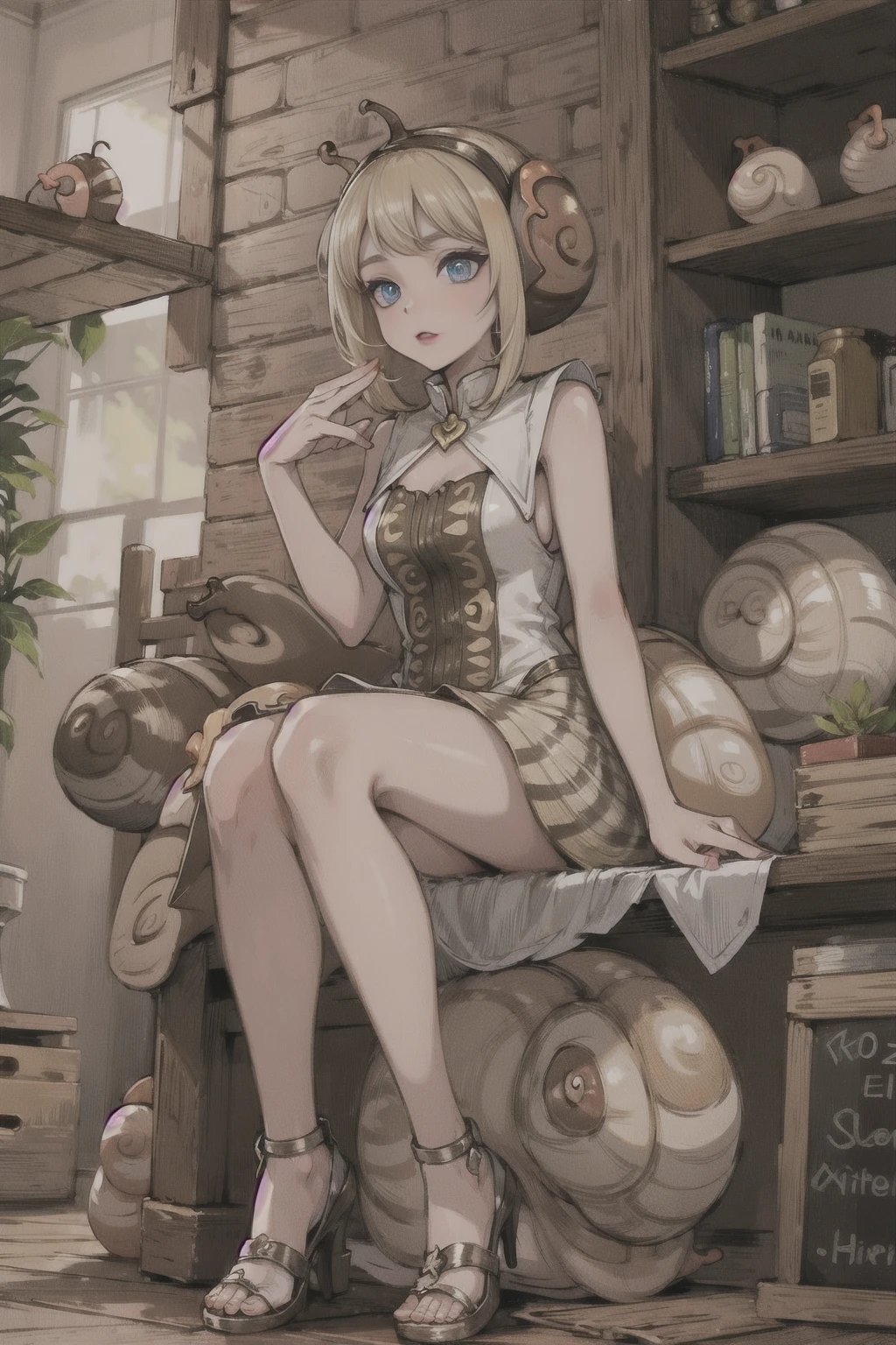 <lora:SnailWorld:1.0> SnailWorld 1woman (blonde:1.1)( dress :1.2)