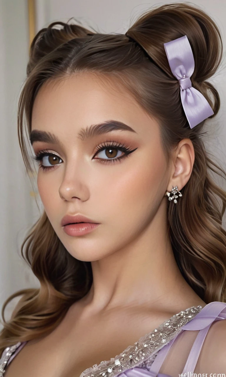 Seltin, portrait, eye makeup, bows in hair