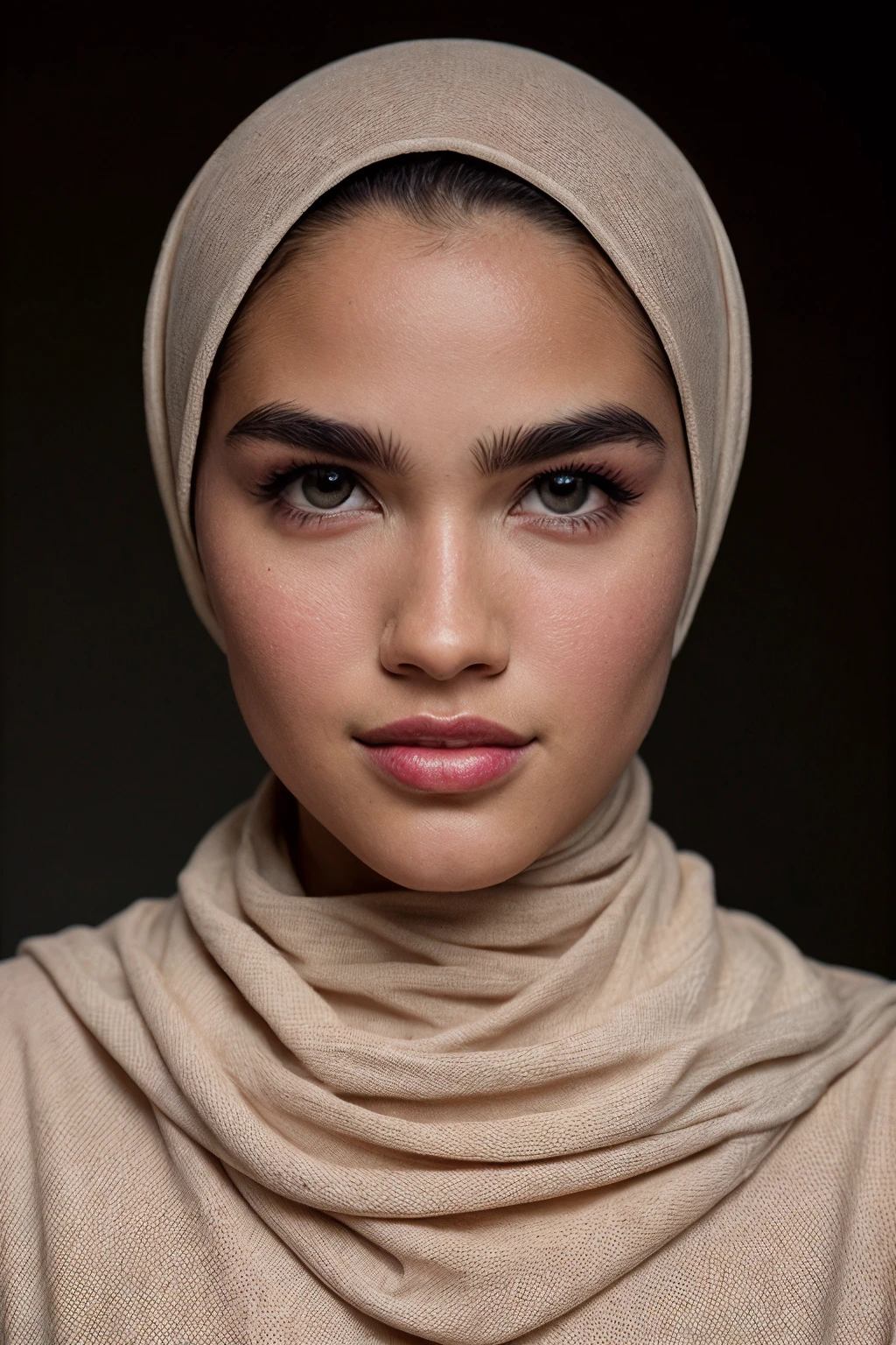 analog film photo elfiraloy, solo, (looking at viewer), realistic lighting, asymmetrical hair, (detailed skin), (detailed face), (smile512:1.2), (black eyes), ((simple black background:1.5)), ((beige hijab:1.2) with white plain tshirt and pants with sneakers)
BREAK
bounced lighting, low key, masterpiece, best quality, ultra-detailed, ultra high res, (photorealistic:1.4), raw photo, (realistic:0.2), 8k HDR, 1girl, bokeh, f1.4, 40mm, photorealistic, raw, 8k, textured skin, skin pores, intricate details, shot with Panavision DXL2 by Sarah Moon
BREAK
<lora:PAseer-SD15-LCM Quick:1> <lora:epiCRealismHelper:.3> <lora:DStyle_-_Photography_Style:.4> dstyle . faded film, desaturated, 35mm photo, grainy, vignette, vintage, Kodachrome, Lomography, stained, highly detailed, found footage