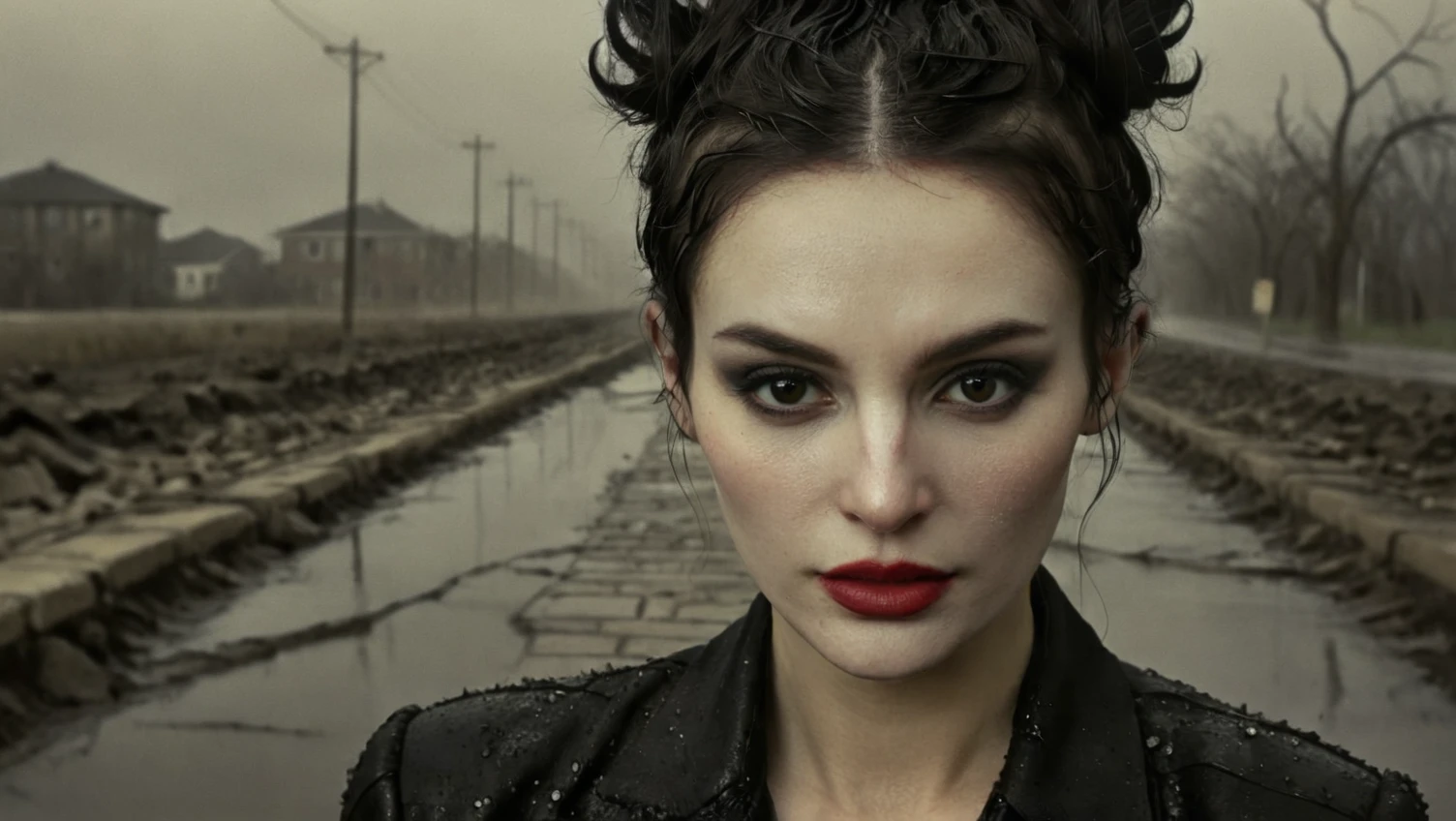 high fashion photo by Diane Arbus,
alygoblinqueen, Dave McKean Style
mid shot photo, detailed skin texture, intricate details, 8k,
hair and clothing styling by Giorgio Armani,
cracked dam, leaking water, impending flood, fragile infrastructure
<lora:add-detail-xl:1>
<lora:fix_hands:1>
<lora:Dave McKean Style:1>
alygoblinqueen <lora:aly.goblinqueen_V1_SDXLBase:1>