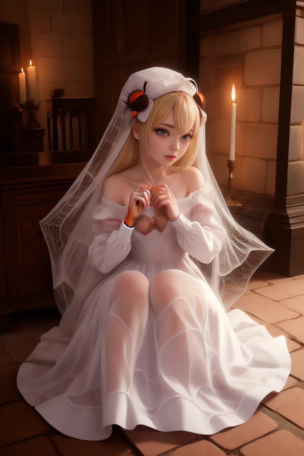 <lora:SpiderNetWorld:0.85> SpiderNetWorld 1woman long dress chibi (hearth :1.3)