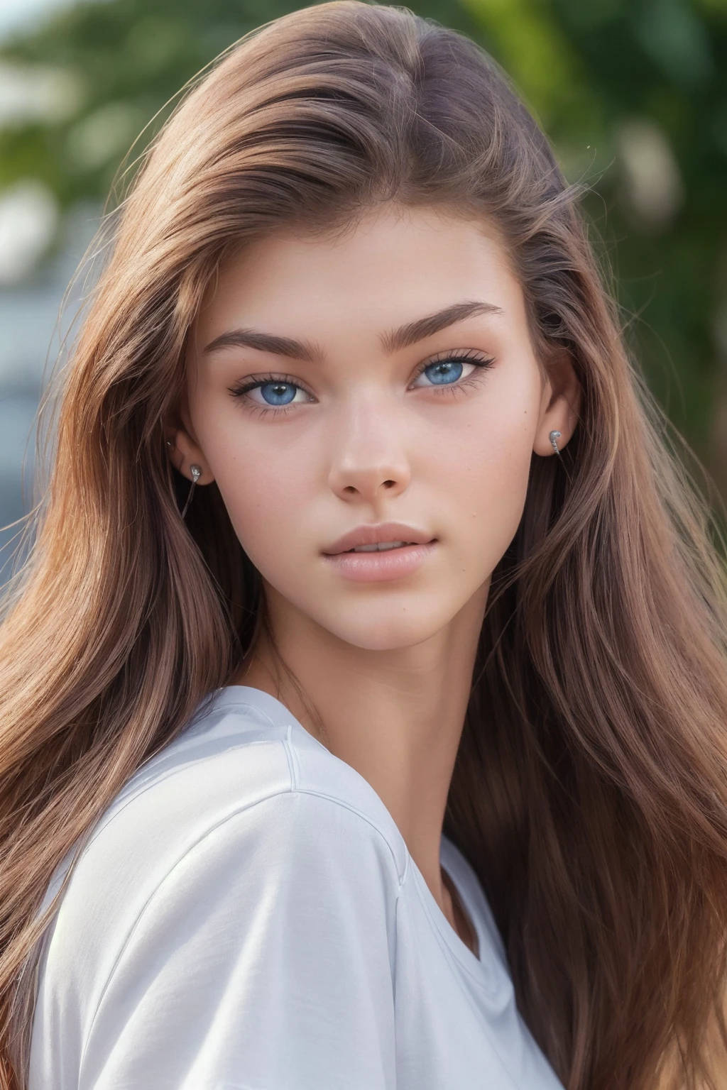 closeup headshot of LauraO,an attractive woman,(wearing a white t-shirt and short blue jeans:1.1),(4k, RAW photo, best quality, depth of field, ultra high res:1.1),(absurdres, intricate, photorealistic, masterpiece, ultra-detailed:1.1),