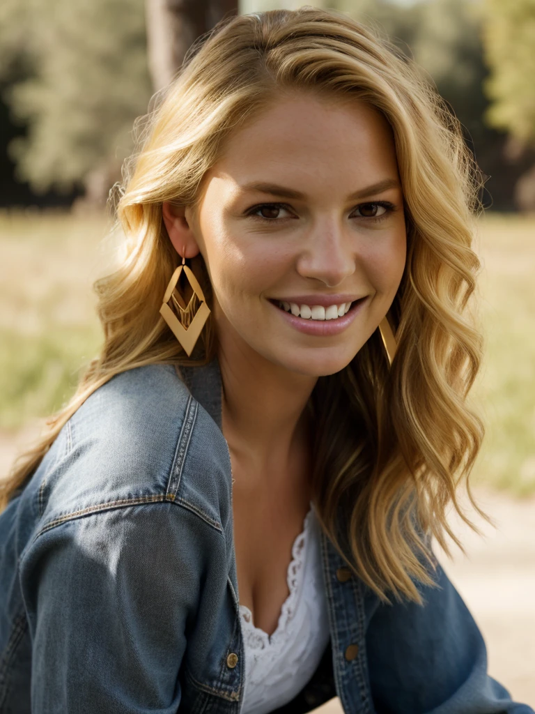 A beautiful k4th3r1n3h woman, 1girl,solo,long hair,looking at viewer,smile,(((blonde hair))),simple background,jewelry,underwear,earrings,teeth,pants,grey background,bra,grin,denim,jeans,realistic,soft lighting, professional Photography, Photorealistic, detailed, RAW, analog, sharp focus, 8k, HD, high quality, masterpiece<lora:k4th3r1n3h:1.0>