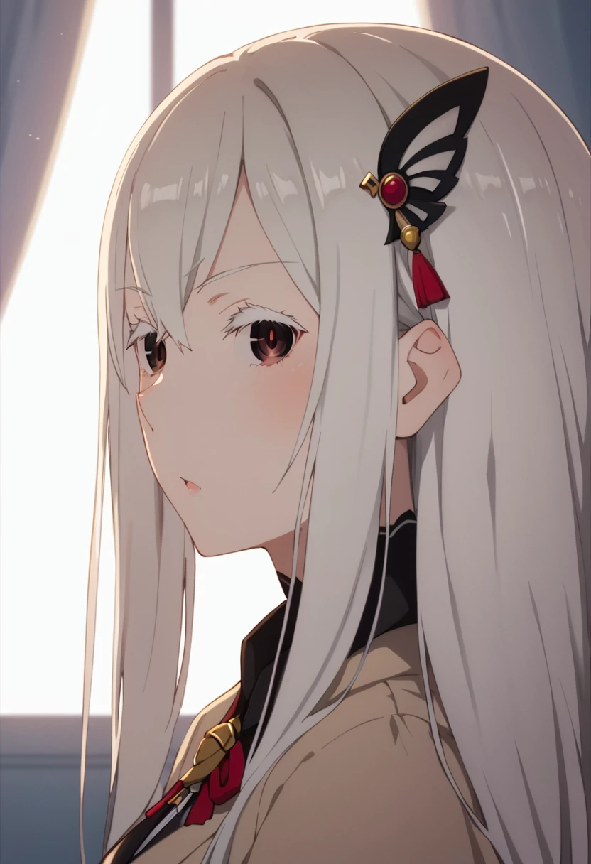 score_9, score_8_up, <lora:echidia:1> 1girl, from side colored eyelashes, echidia, hair ornament, long hair, looking at viewer, solo