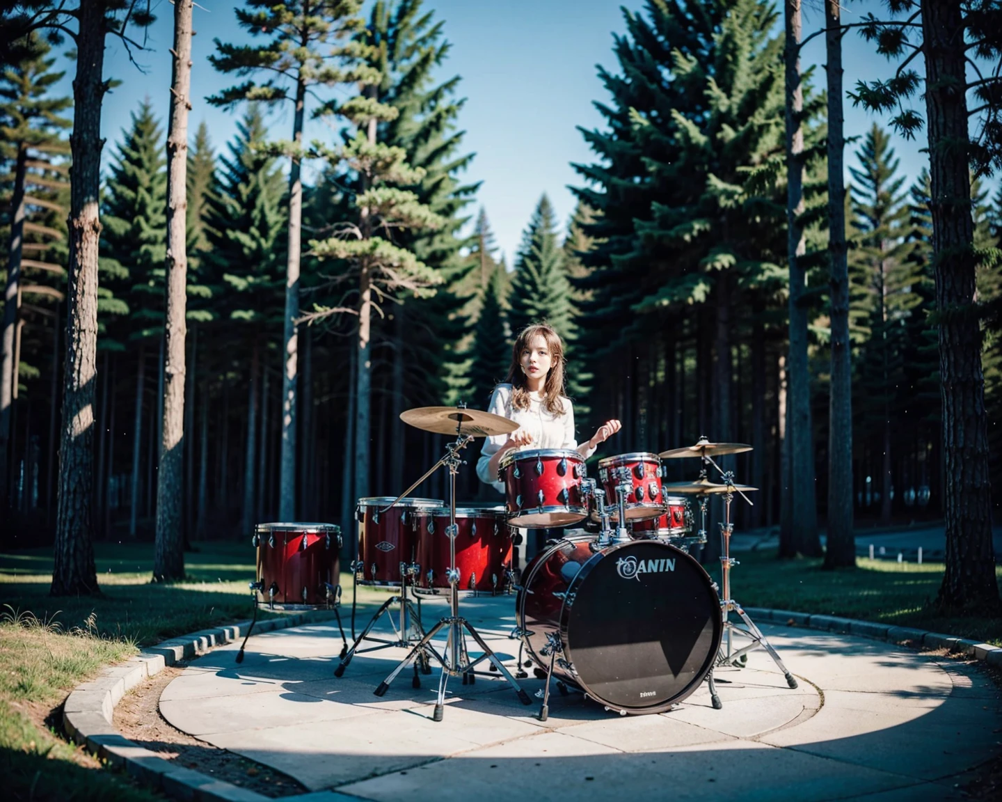 1girl, outdoor, drum, playing drum,  snowing, day, 

masterpiece, best quality, 8k