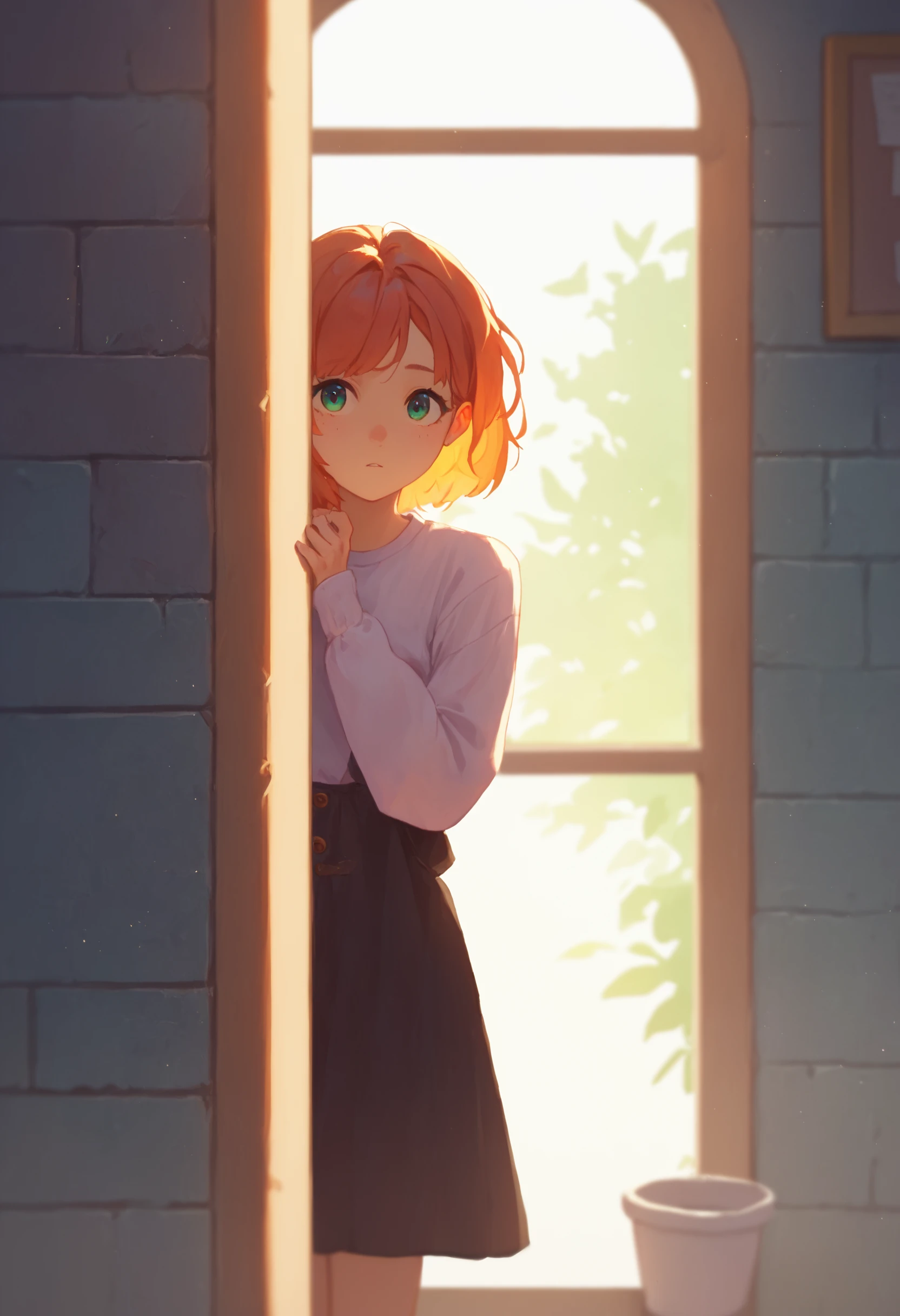 score_9_up score_8_up score_7_up, 1girl, peeking out upper body, wall corner, backlighting
<lora:peeking_out_ponyxl:1>