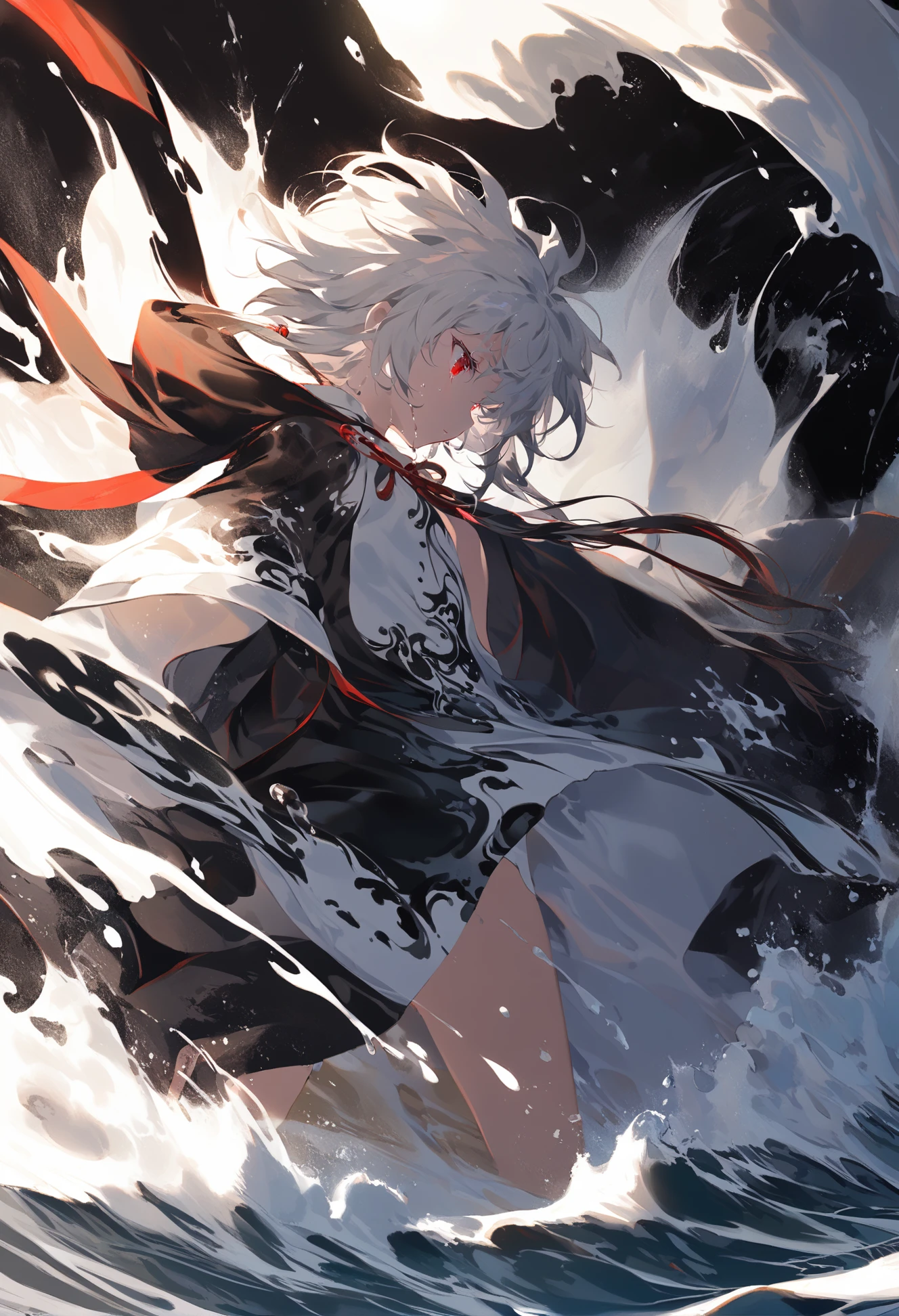 ((best quality)), (((masterpiece))), (highres), original, extremely detailed 8K wallpaper, <lora:sd_xl_dpo_lora_v1-128dim:1>,melting, abstract, [a girl who has white hair, short hair with long locks,small breast ,messy hair, red eyes,long sleeves ,Taoist robe,oversized clothes is melting and splashing],splash,hyper detailed,backlighting,sand, water,black background, dust clodust,water splash,, melting, abstract, [a girl who has white hair, short hair with long locks,small breast ,messy hair, red eyes,long sleeves ,Taoist robe,oversized clothes is melting and splashing],splash,hyper detailed,backlighting,sand, water,black background, dust clodust,water splash,
(((Ink painting style))),(((Chinese Brush Painting))),