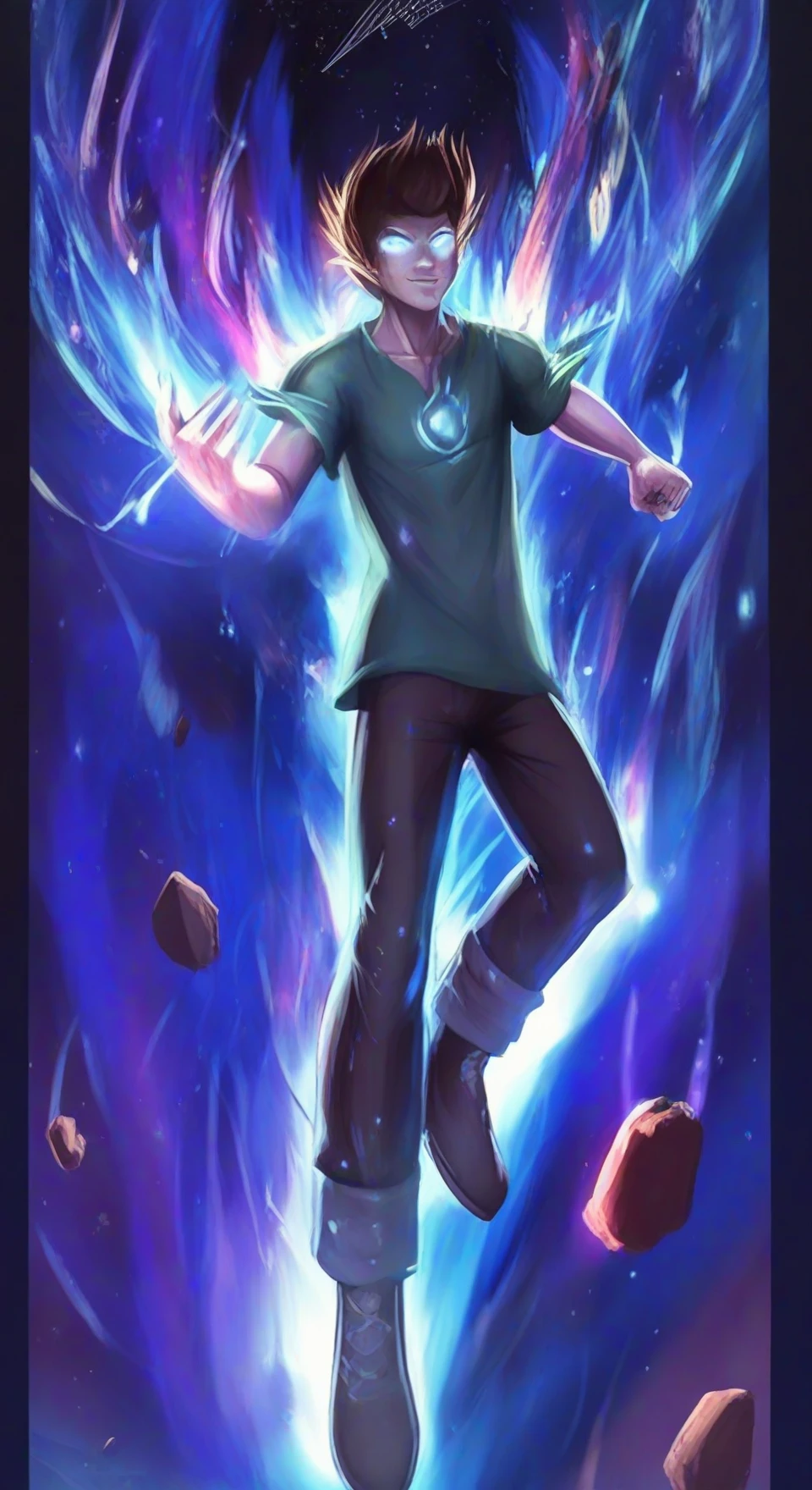 score_9, score_8_up, score_7_up,solo, high resolution,detailed,1boy, face focus,detailed face, brown hair, shirt,100% power level,glowing eyes,huge thin blue flame aura,ultra instinct mode,flying objects around,strong
,haggy Rogers, <lora:add-detail-xl:0.8> <lora:Shaggy_Rogers3:1>