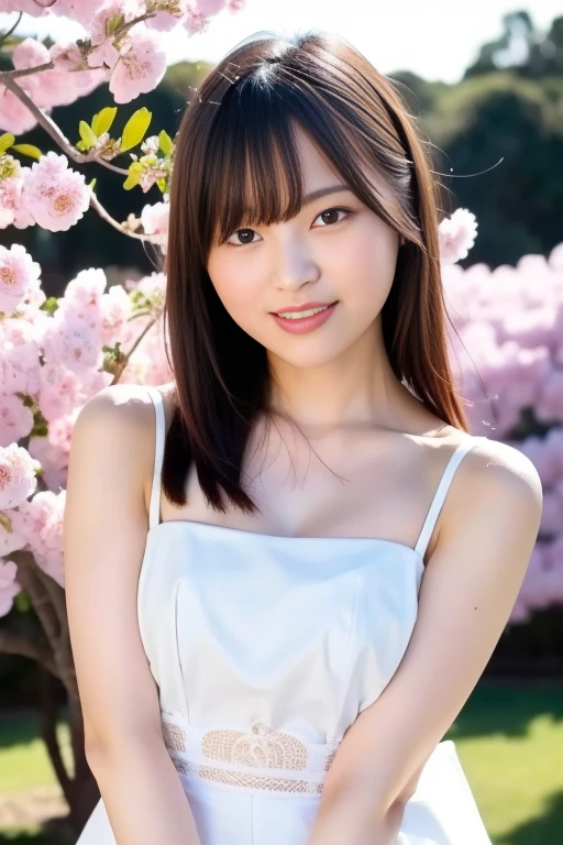 1girl,(RAW photo, best quality), (realistic, photo-realistic:1.4), masterpiece, an extremely delicate and beautiful, extremely detailed, 2k wallpaper, Amazing, finely detail, extremely detailed CG unity 8k wallpaper, ultra-detailed, highres, soft light, beautiful detailed girl, extremely detailed eyes and face, beautiful detailed nose, beautiful detailed eyes,cinematic lighting,perfect anatomy,slender body,
wearing a white peplum dress,white skirt(bokeh:1.2),smiling
at a flower park,sakura flowers,flower garden,
<lora:usa_lora:0.8>