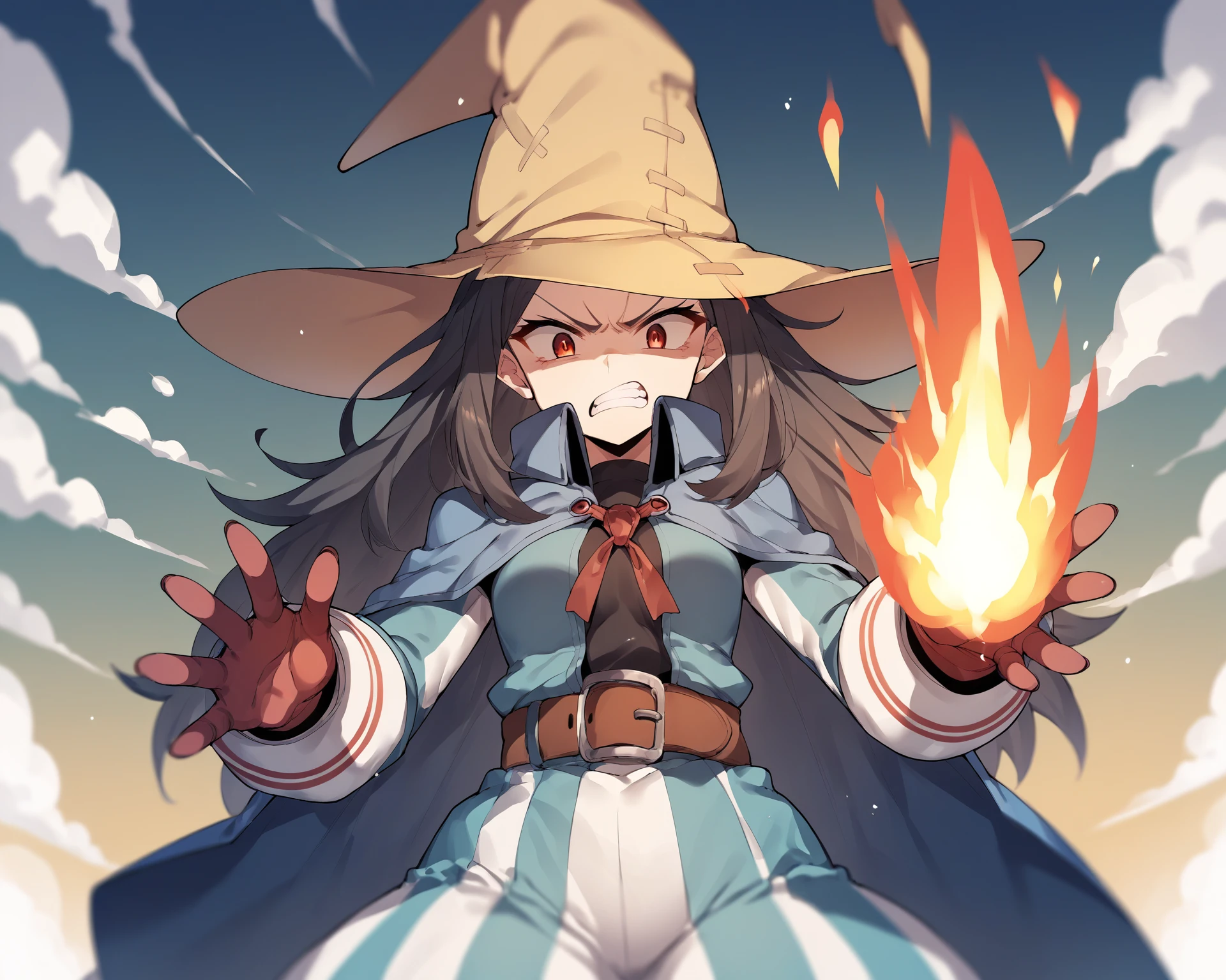 score_9, score_8_up, score_7_up, score_6_up, score_5_up, best quality, source_anime, <lora:BlackMageCostumeSDXL-V1:1>, BREAK
(solo female), (young:0.2), bmcostume, angry, holding fireball, fire spell, fire magic