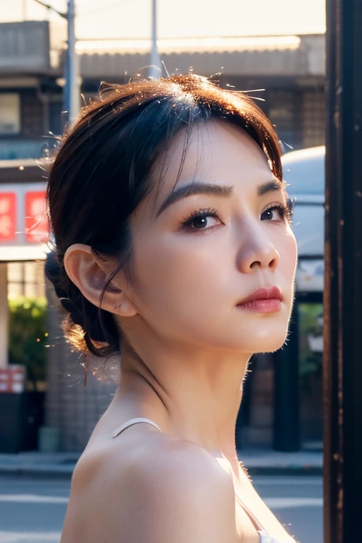 white dress, depth of field, night cityscape, (1girl:1.6), long hair, ulzzang-6500v1.1, (original: 1.2), (realistic: 1.3) , beautiful girl with beautiful details, extremely detailed eyes and face, eyes with beautiful details, absurd, incredibly absurd, huge file size, ultra detail, high resolution, ultra detailed, best quality, masterpiece, illustration, ultra detailed and beautiful, ultra detailed, CG, unity, 8k wallpaper, amazing, fine Detail, masterpiece, top quality, official art, extremely detailed CG unity 8k wallpaper, cinematic lighting, (perfect shiny skin:0.6), slim and smooth lines, (floating), (small breasts:1), earrings , <lora:Gaoyuanyuan_v11:0..8>