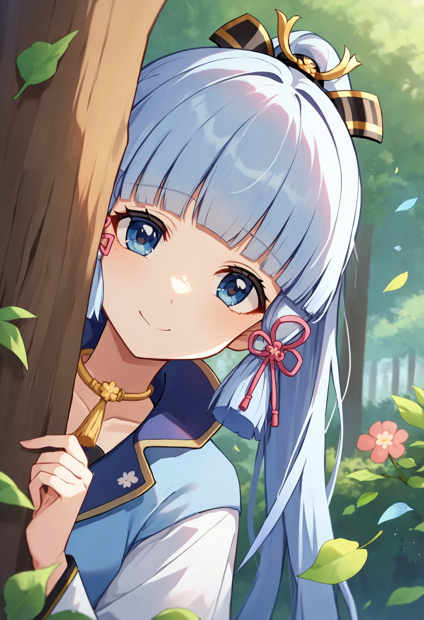 score_9_up score_8_up score_7_up, source_anime, 1girl smile, peeking out upper body, forest, flower, plant, leaves, tree, outdoors, kamisato ayaka
<lora:peeking_out_ponyxl:1>