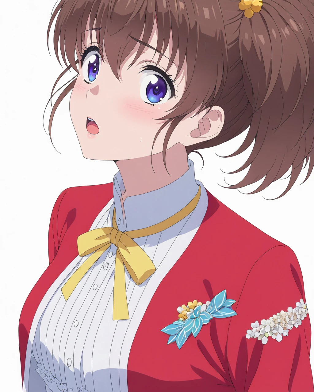 (masterpiece, best quality, ultra-detailed,hi-res,8K), 1 girl ,solo, <lora:SDXL_Tomochika_Dannoura_v1-000011:0.8>tomochika_dannoura,teen ager,white background,look at viewer,open mouth,Astonishment, side angle,