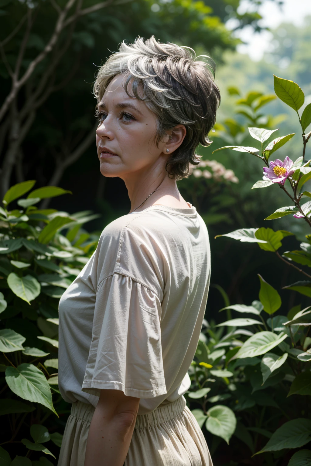 ((ultra detailed, masterpiece, absurdres))
<lora:TWDCarol:0.8>
TWDCarol, short hair, grey hair, in a lush jungle with vibrant flowers, from behind, looking back