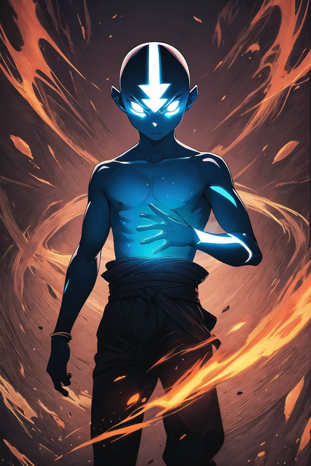 1boy, avatar, male focus, bald, abstract art, solo, glowing eyes, glowing<lora:EMS-323218-EMS:1.000000>