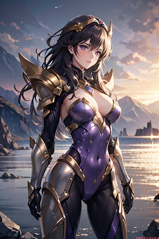 hxarmour,1girl,(dark purple armour:1.3),moutain,captivating pose,<lora:HXarmour_014:0.7>,, ultra-detailed,extremely delicate and beautiful,(by exquisite colors block),masterpiece,best quality,unreal engine 5 rendering, light,movie,movie specffects,detailed details,HDR,UHD,8K,CG wallpaper,