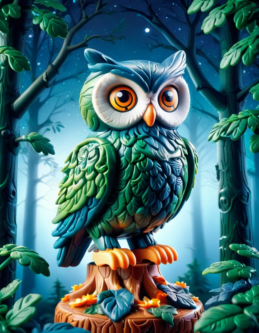 an owl in a mythical forrest, at night, bright sky <lora:ral-plymbl-sdxl:1> ral-plymbl