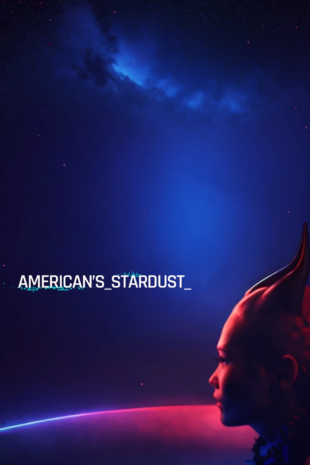 1boy, 1girl, animation style render, black border, dark, from side, horns, male focus, night, no humans, red skin, sky, solo, starry sky <lora:Americas_Stardust:1>