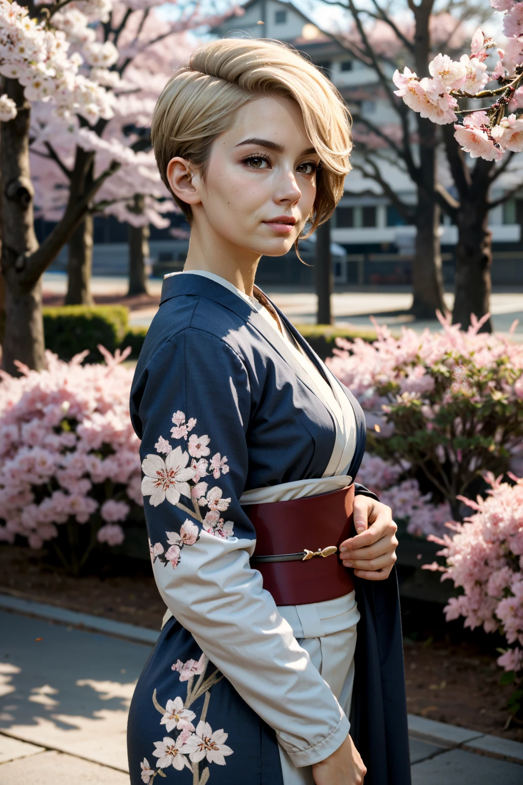 ((ultra detailed, masterpiece, absurdres))
<lora:MEACora:0.8>
MEACora, short hair, blonde hair, in a traditional kimono, surrounded by cherry blossoms