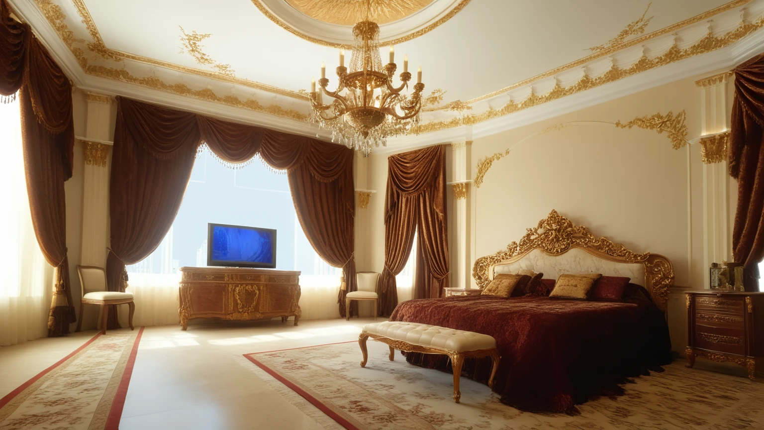 Renaissance style <lora:JJsEuropeanStyle_XL:1>, ((European Style)) , ((best quality)),((masterpiece)),((realistic)), indoors, no humans, window, chair, table, curtains, photorealistic, authentic, indoor scenery, couch, floor,tv, rug, reflection, high detail, ceiling light, day light, dramatic lighting, . Realistic, perspective, light and shadow, religious or mythological themes, highly detailed