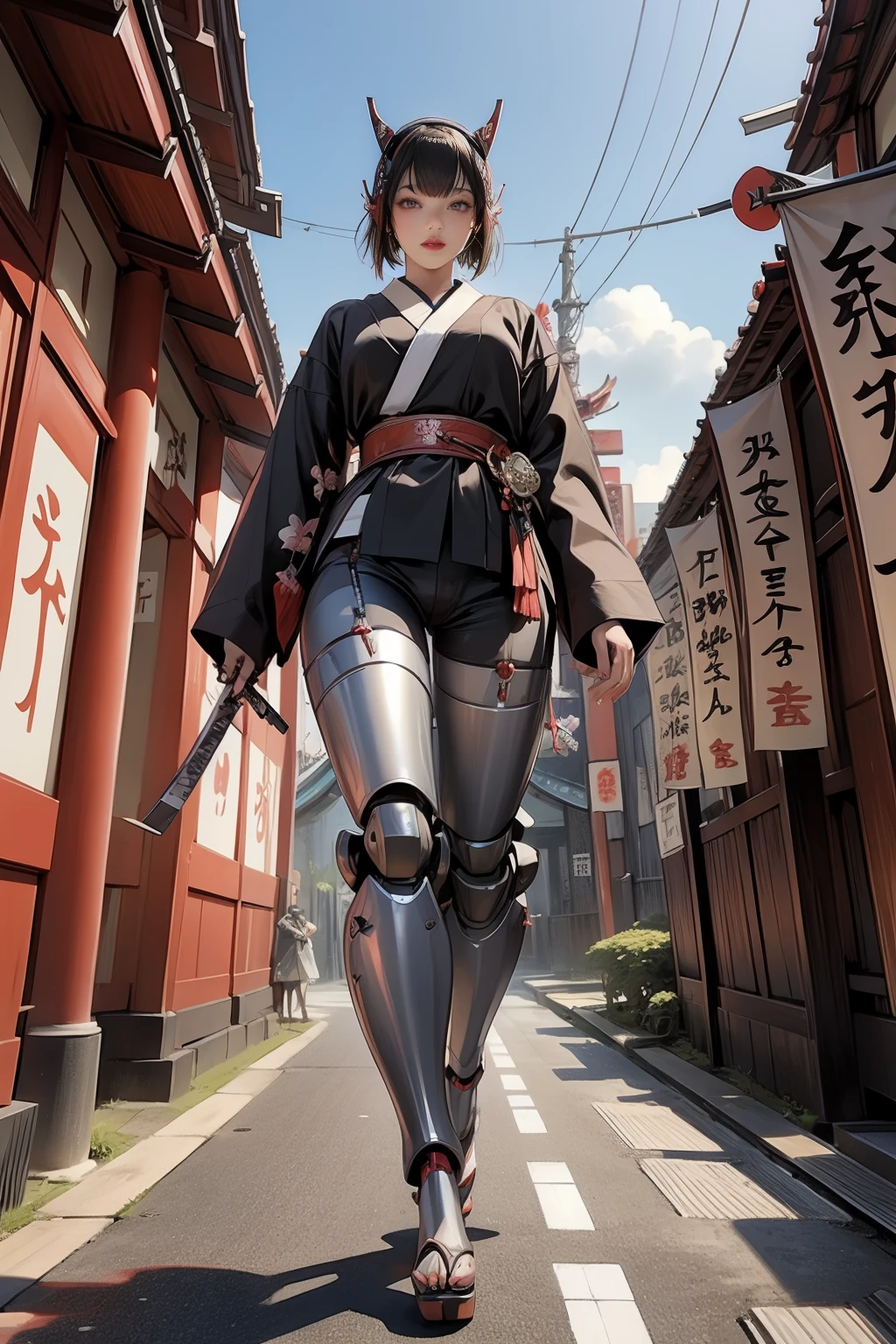 <lora:JapaneseKatana:1.0> (JapaneseKatana:0.8) (huge robot walking in tokyo:1.2)