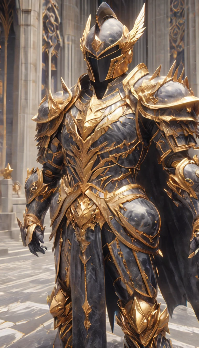 (((masterpiece))) , (((best quality))) , anime style, 2d, well-built charming 1girl, solo, lovely 1girl, ObsidianGold, ultrawide view, 30 yo Alphonse Elric, wearing golden armor, (smiling warmly:1.2), royal ball, she has Shaved sides hair, key visual,