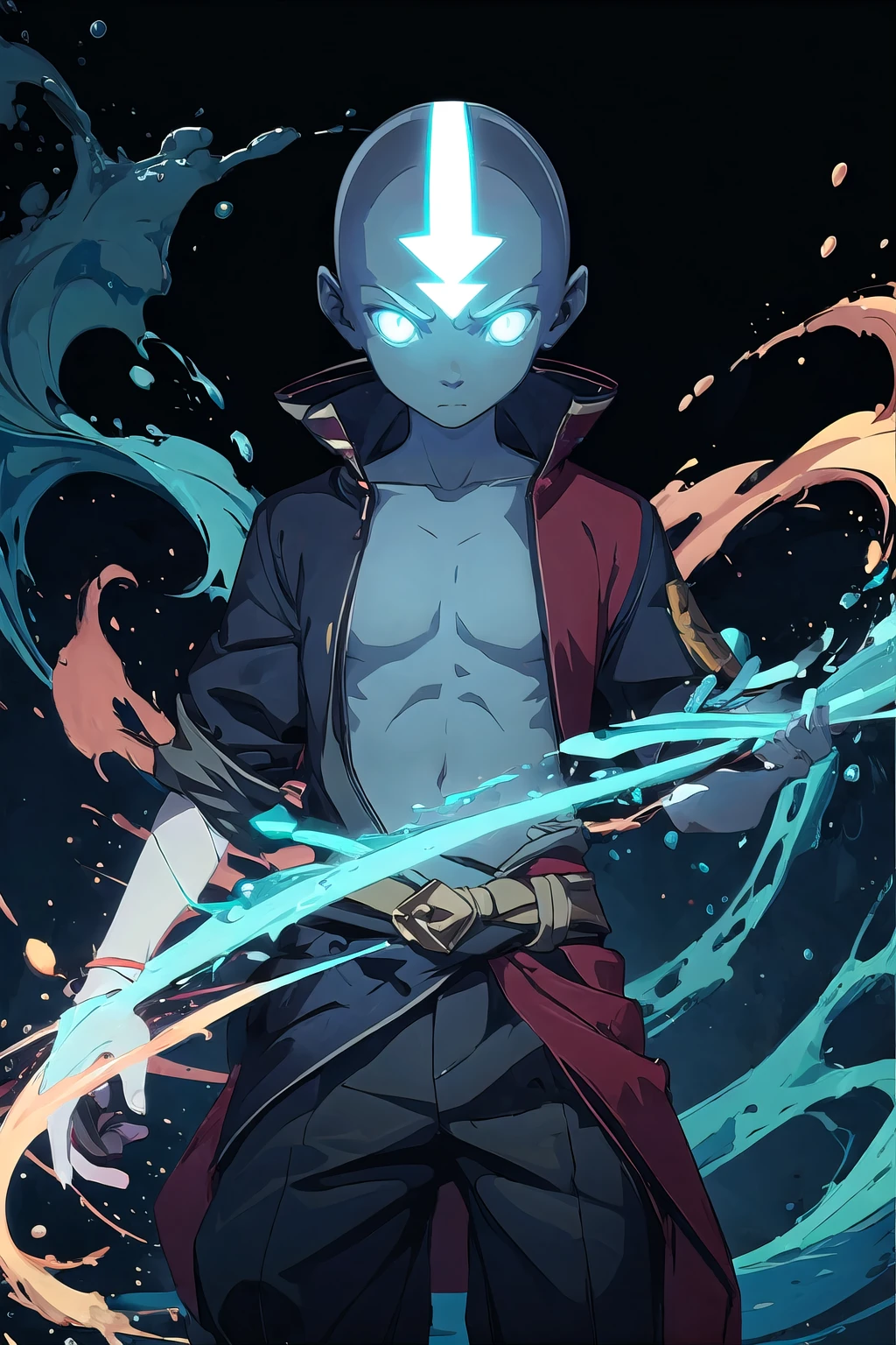 1boy, avatar, male focus, bald, abstract art, solo, glowing eyes, glowing, aura<lora:EMS-323218-EMS:0.900000>