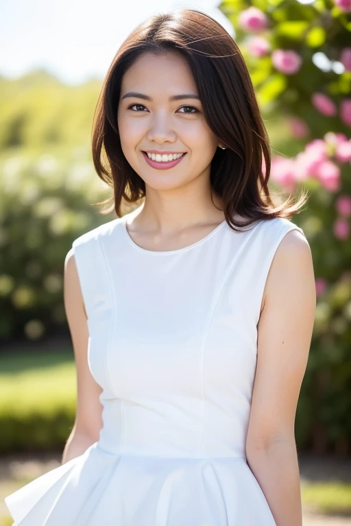 1girl,(RAW photo, best quality), (realistic, photo-realistic:1.4), masterpiece, an extremely delicate and beautiful, extremely detailed, 2k wallpaper, Amazing, finely detail, extremely detailed CG unity 8k wallpaper, ultra-detailed, highres, soft light, beautiful detailed girl, extremely detailed eyes and face, beautiful detailed nose, beautiful detailed eyes,cinematic lighting,perfect anatomy,slender body,
wearing a white peplum dress,white skirt(bokeh:1.2),smiling
at a flower park,sakura flowers,flower garden,
<lora:nikaidofumi_lora:0.8>