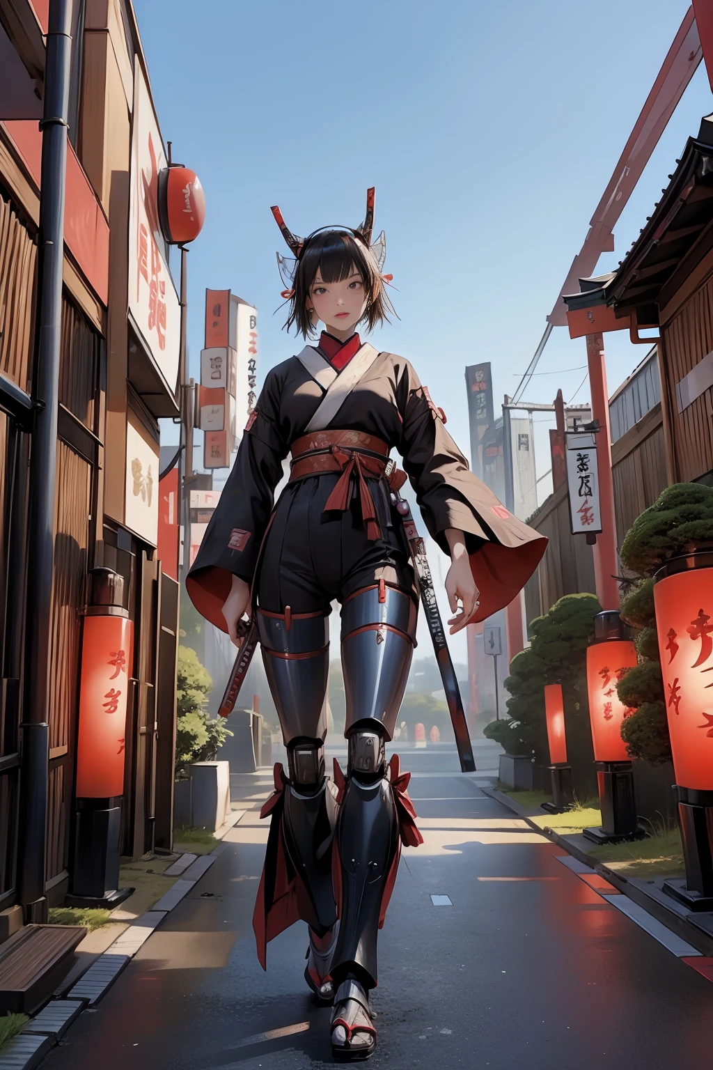 <lora:JapaneseKatana:1.0> (JapaneseKatana:0.8) (huge robot walking in tokyo:1.2)