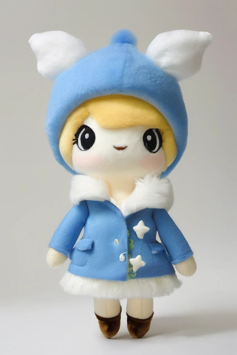 stuffed-toy,1girl,full body,solo,blue_headwear,looking_at_viewer,white_background,open_mouth,blush,simple_background,tears,hands_on_hips,long_sleeves,blue_jacket,tearing_up,white_gloves,top_hat,ascot,short_hair,white_shirt,flying_sweatdrops,brooch,black_gloves,<lora:stuffed-toy_XL:1.5>,