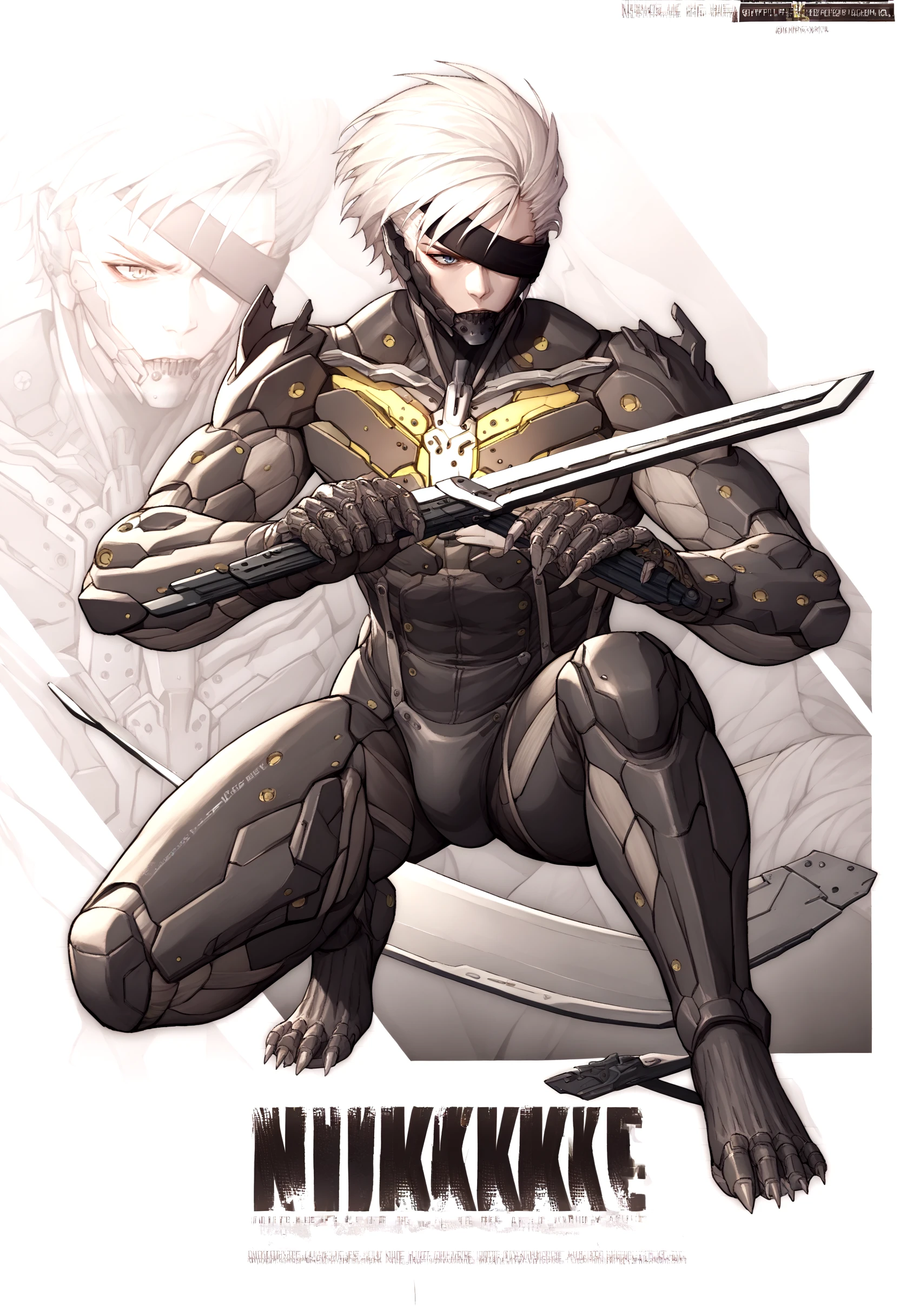 score_9, score_8_up, score_7_up, source_anime, 1boy, RaidenMGRDef, <lora:RaidenMGR_XLPD:1>, cyborg, eyepatch, IncrsNikkeProfile, full body, zoom layer, one knee, holding weapon, holding sword, sword, <lora:NIKKEProfile_PDXL:1>