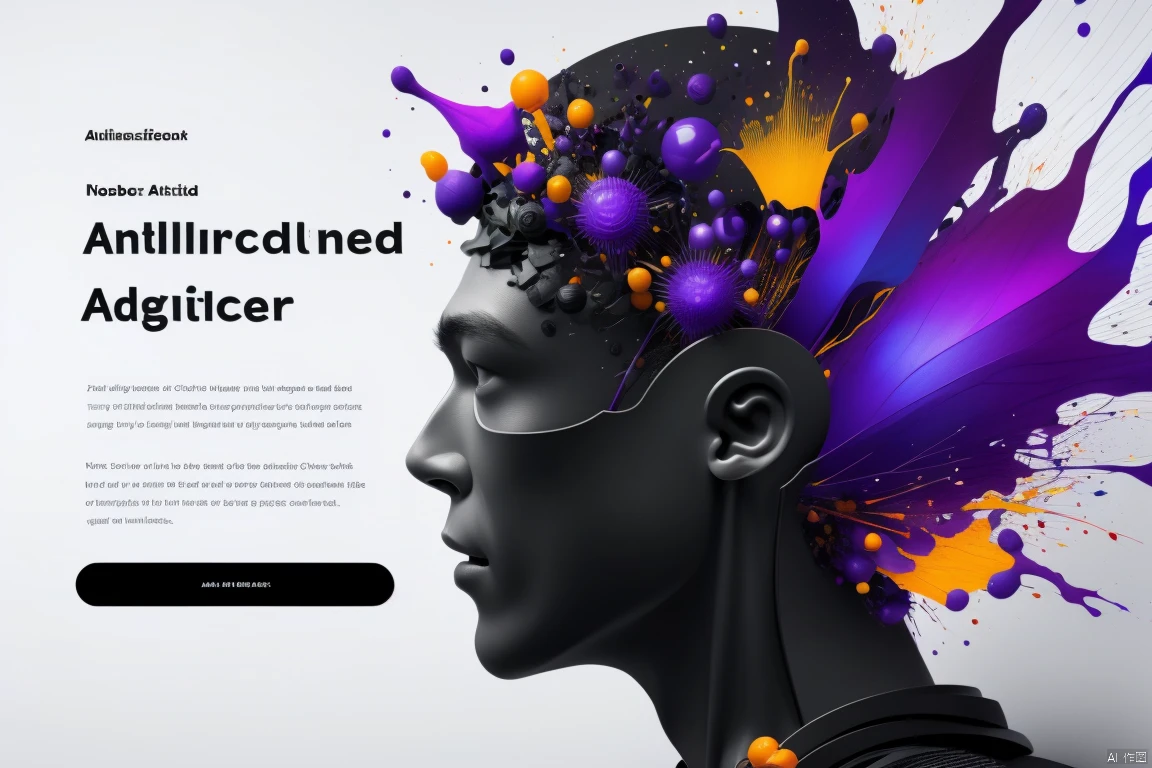 full face artificial intelligence theme, robot, Side view, Black Skin, Blackface, Black, Black, Orange, Purple, 1boy<lora:EMS-320437-EMS:1.000000>